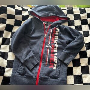 Boys size 5/6 Quiksilver Navy Zip-Up Hoodie with Red Trim